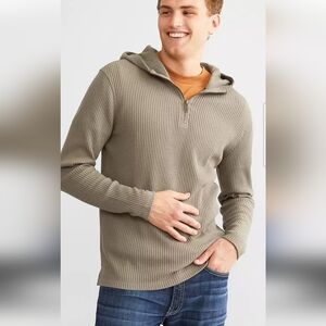 Outpost Makers LARGE Gray Hooded Waffle Knit Pullover